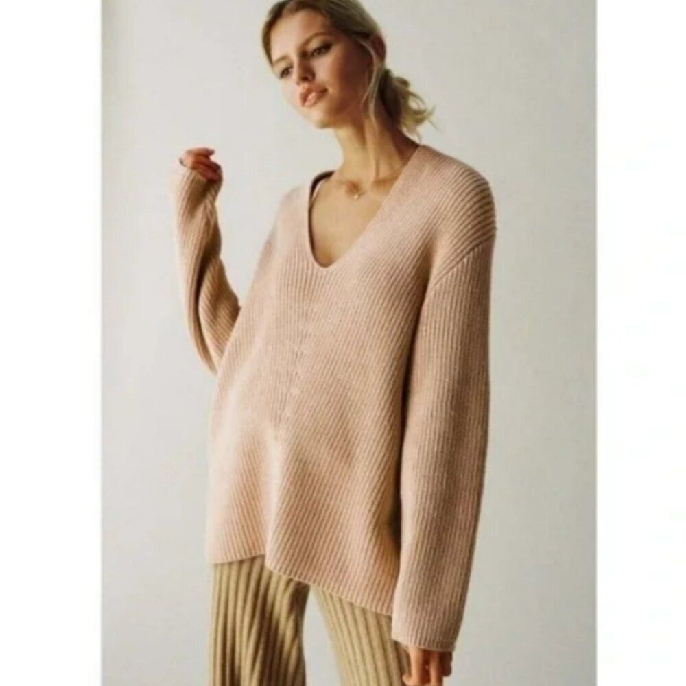 Urban Outfitters Victoria Beige Oversized Cotton Blend Chunky Knit Sweater